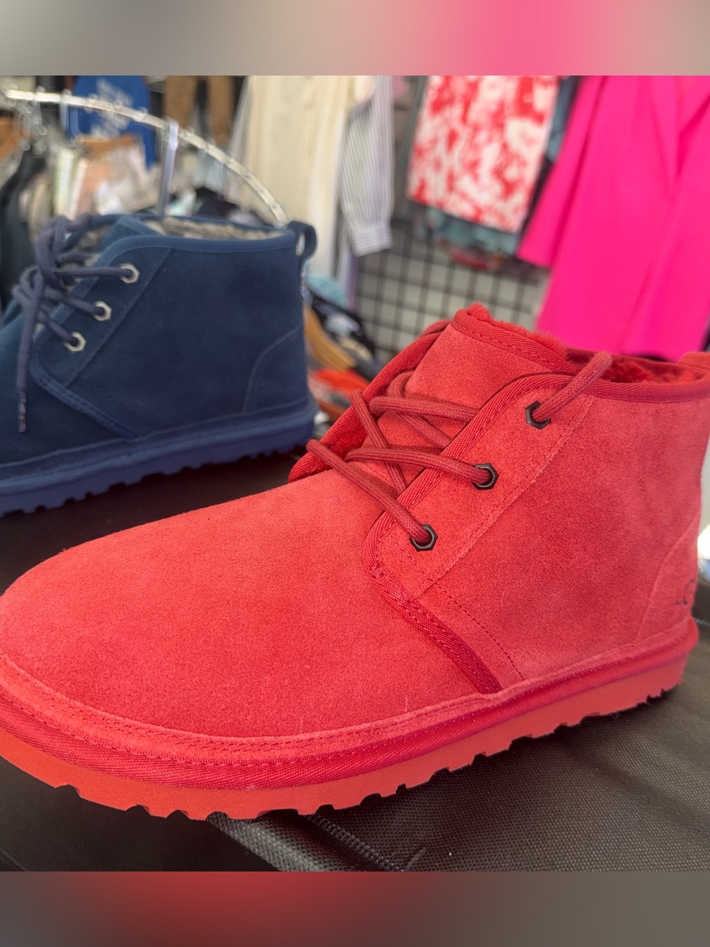 UGG Men's Red and Navy Suede Chukka Boots